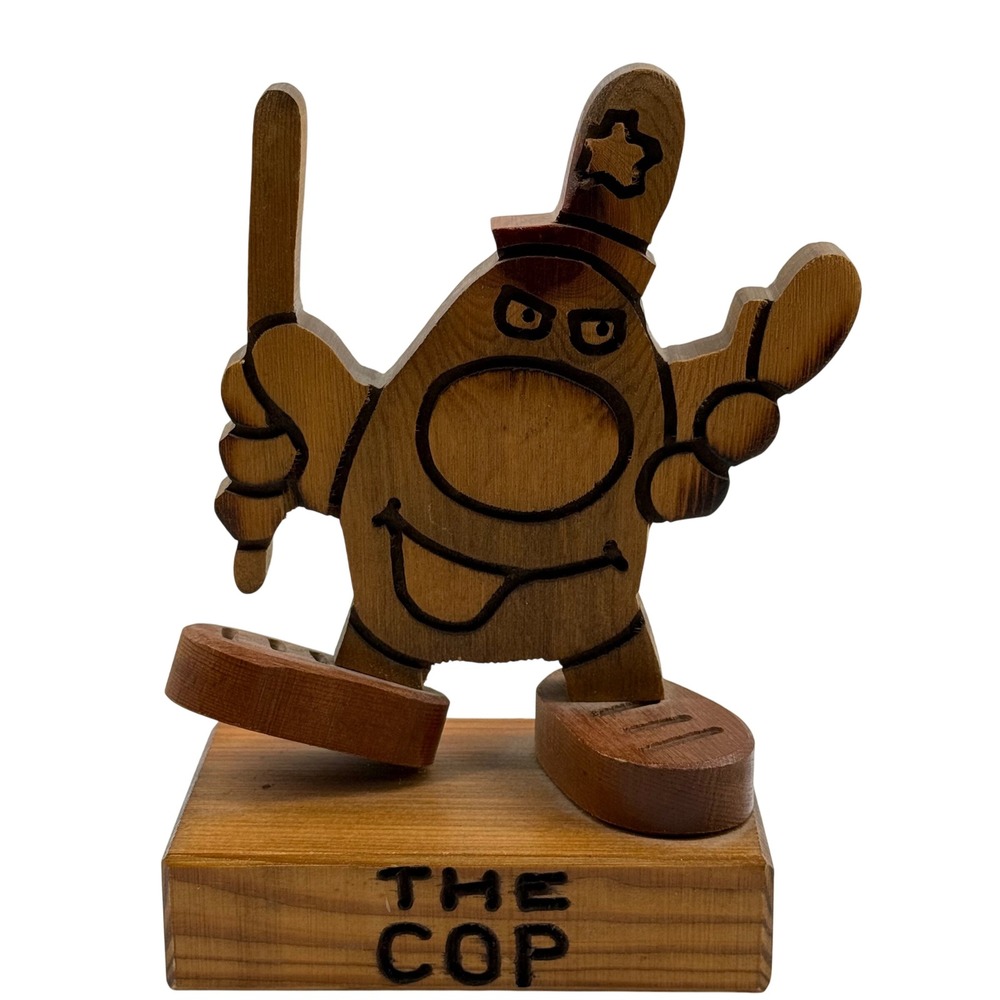 Vintage Don Mars Originals The Cop Wood Carving Figurine 1981 Novelty Police Art